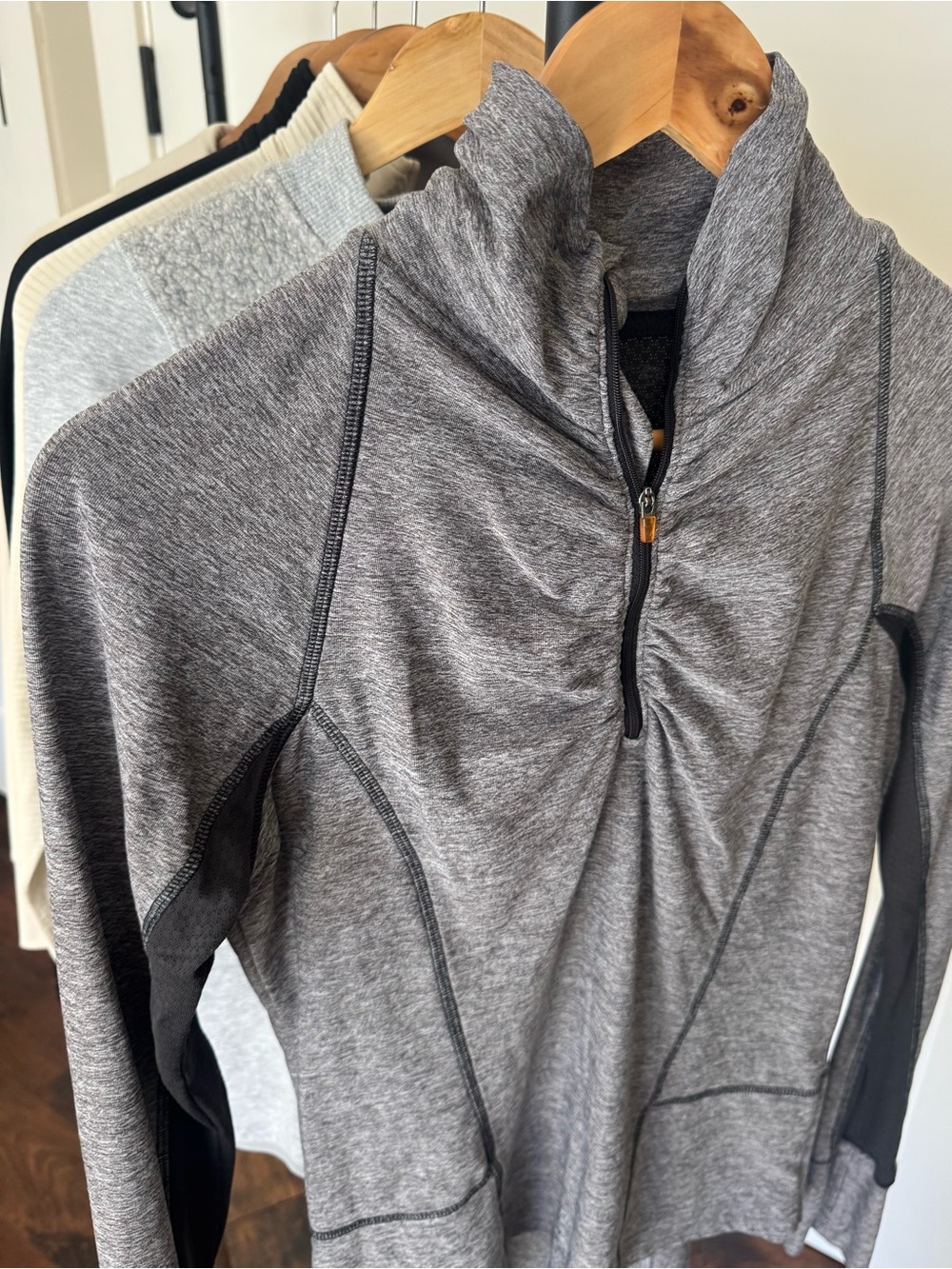 Champion C9 Gray Quarter-Zip Pullover with ruching detail thin breathable size S